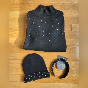 Pearl sweater with matching accessories